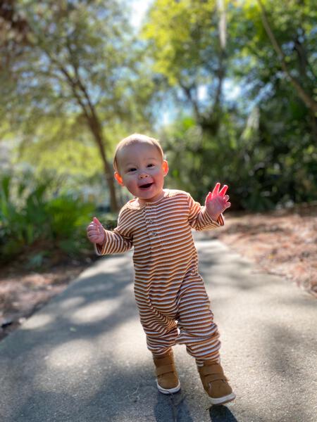 Me & Henry Me & Henry - Ripley Red Stripe Jersey Romper