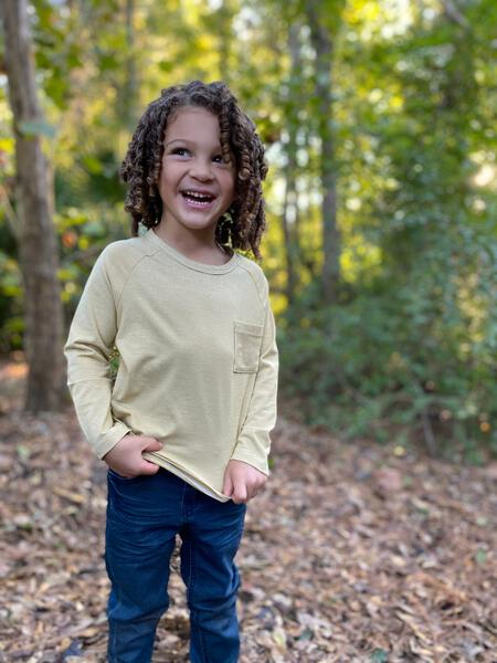 Mustard Striped Raglan Tee