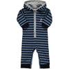 Navy stripe hooded romper