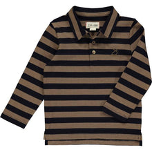  Beige/navy stripe pique polo