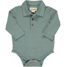  Blue stripe polo onesie