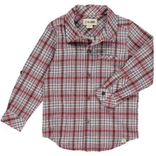  Blue/burgundy plaid woven shirt