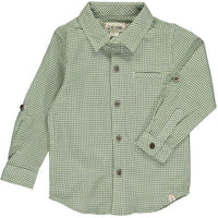 Green/White Grid Woven Shirt