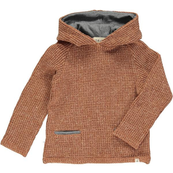 Rust knit hooded top