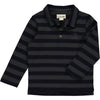 Navy/green stripe pique polo