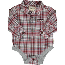  Red plaid woven onesie