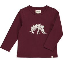  Burgundy with dino skeleton printed tee