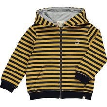  Mustard Stripe Zipped Hooded Top