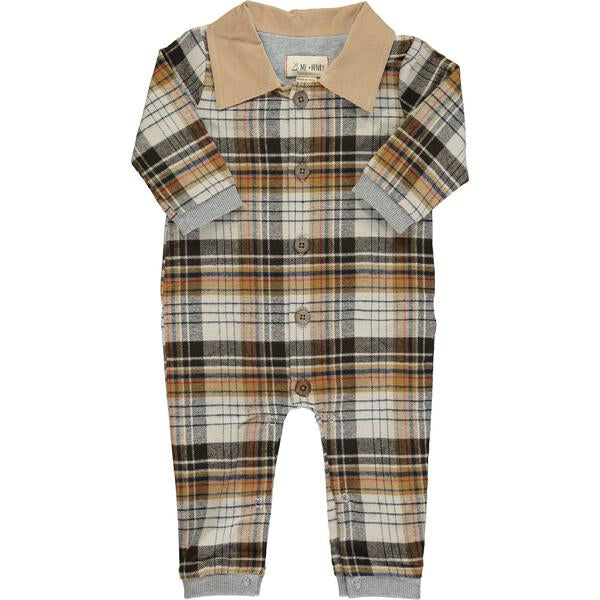 Cream/Navy/Mustard Plaid GIFFORD romper
