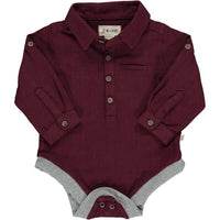 Burgundy cotton woven onesie