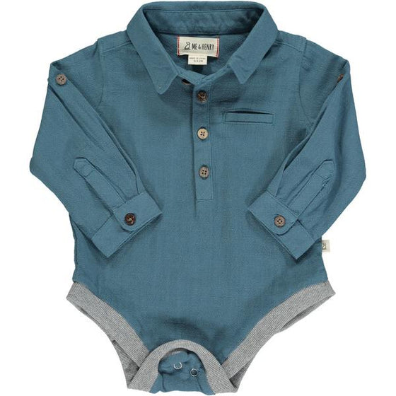 Sky cotton woven onesie