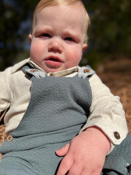 Teal woven overalls