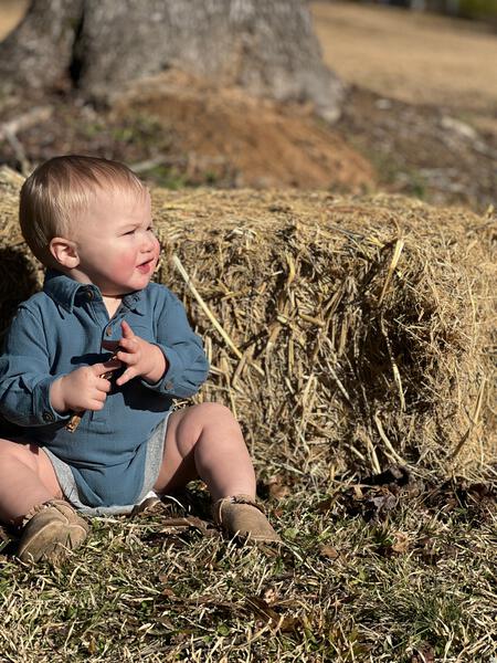 Sky cotton woven onesie