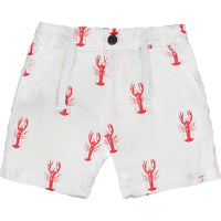 White, red, lobster, print, printed, short, shorts, elasticated waist, casual, pockets, spring, summer, Henry.