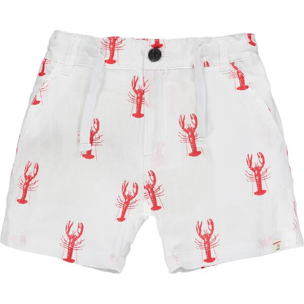White, red, lobster, print, printed, short, shorts, elasticated waist, casual, pockets, spring, summer, Henry.
