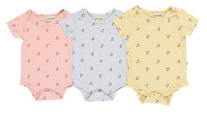 Pink, grey, yellow, triple pack, triple, multi, onesie, onesies, print, printed, dog, casual, spring, summer, comfy, baby, Henry.
