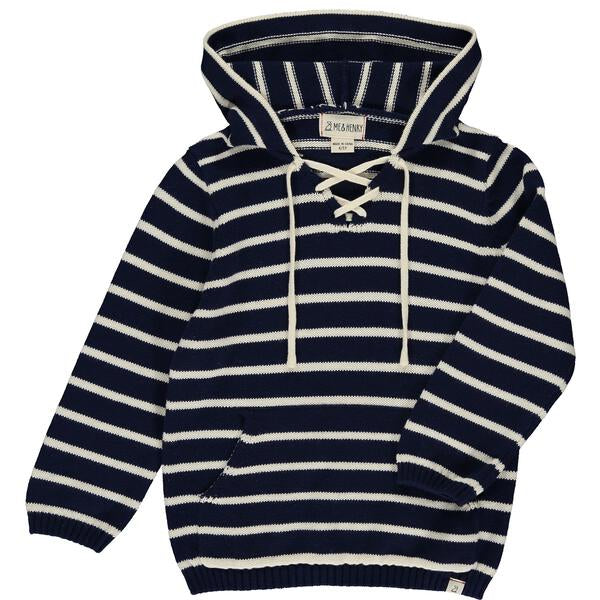 Navy, stripe, striped, hooded, hood, top, long sleeve, warm, spring, summer, gauze, casual, Henry.