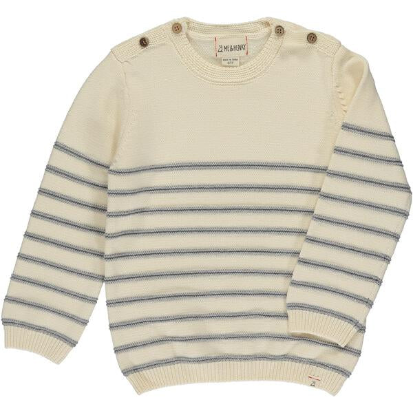 Grey, stripe, striped, sweater, jumper, buttoned, spring, summer, casual, warm, Henry.