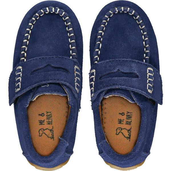 Navy Leather Moccasin Shoe