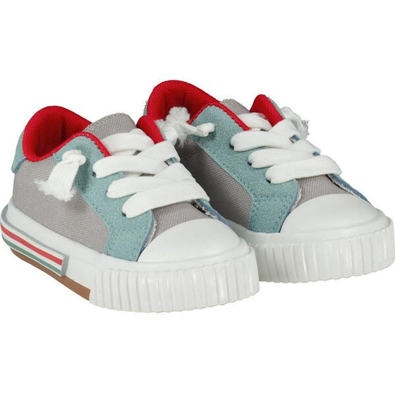 Multi Grey Harbour canvas Sneakers, Rubber Sole, White Lace

