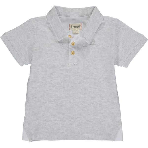 Grey, pique, polo, short sleeve, buttoned, casual, spring, summer, dog, Henry.