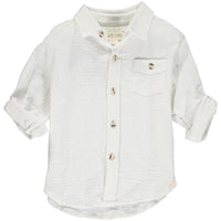 White, cotton, long sleeve, shirt, buttoned, pocket, smart, casual, spring, summer, roll sleeve, Henry.