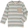 Grey, multi, stripe, striped, tee, long sleeve, pocket, casual, Henry.