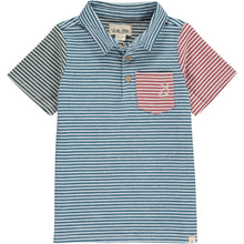  Navy/multi stripe woven polo shirt