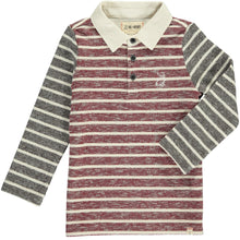  Burgundy, stripe, striped, rugby, polo, collar, buttoned, dog, Henry, long sleeve.