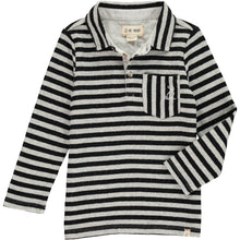  Black, grey, stripe, striped, polo, long sleeve, casual, pocket, collar, Henry, boy, boys, baby, cotton.