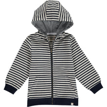  Navy, cream, stripe, striped, hooded, top, hood, woven, warm, spring, summer, zip, zipped, Henry.