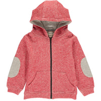 Red, hooded, hood, top, zipped, zip, elbow patch, casual, warm, Henry.