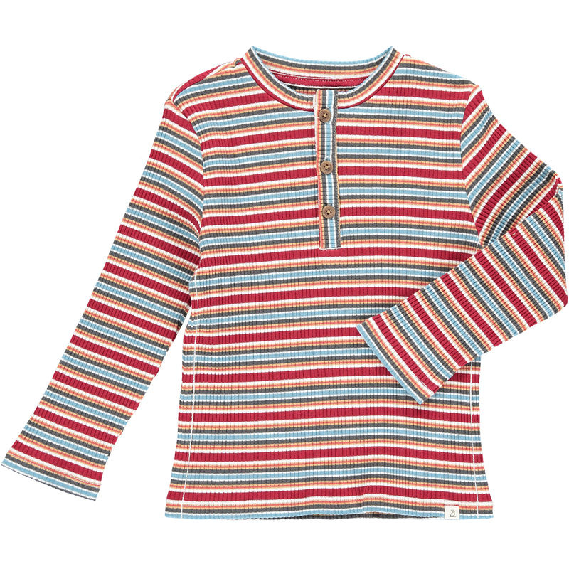 Wine, beige, blue, striped, stripe, ribbed, henley, buttoned, long sleeve, casual, Henry.