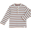 Brown, sage, blue, stripe, striped, rib, ribbed, henley, autumn, retro, casual, boy, boys, Henry, long sleeve.