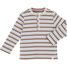  Brown, sage, blue, stripe, striped, rib, ribbed, henley, autumn, retro, casual, boy, boys, Henry, long sleeve.