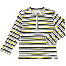  Yellow, black, white, stripe, striped, ribbed, rib, henley, casual, buttoned, Henry.