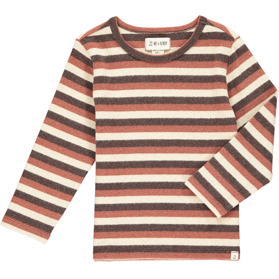 Beige, brown, striped, stripe, tee, long sleeve, autumn, winter, spring, boys, Henry, casual.