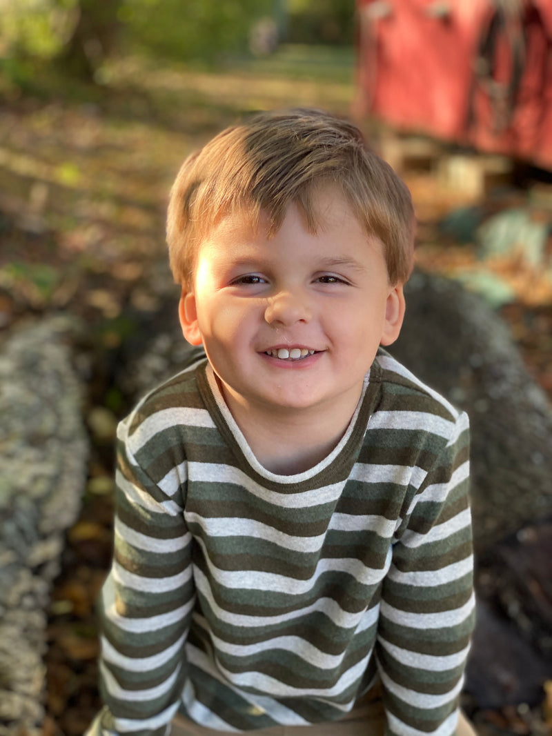 Loden, green, stripe, striped, tee, long sleeve, casual, Henry.
