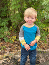 Teal, multi, stripe, striped, tee, long sleeve, casual, Henry.