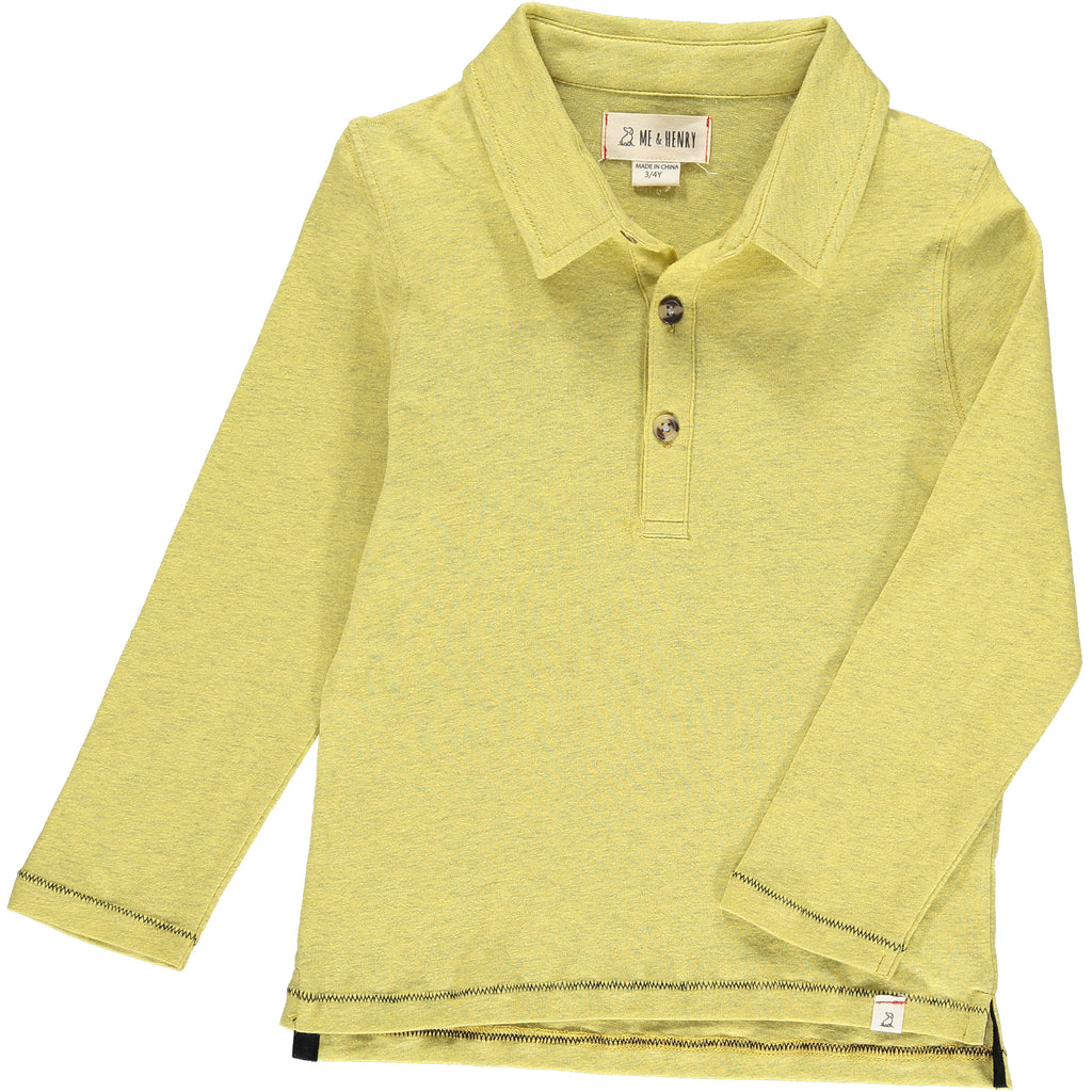Mustard, polo, long sleeve, casual, buttoned, Henry, collar, autumn, spring.