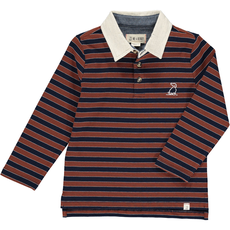 Brown, navy, stripe, striped, polo, collar, dog, casual, Henry.