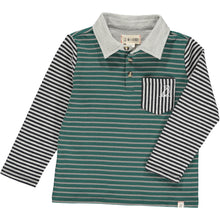  Green, grey, stripe, striped, polo, rugby, casual, pocket, long sleeve, dog, Henry.