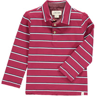 Wine, multi, stripe, striped, polo, long sleeve, casual, buttoned, Henry.