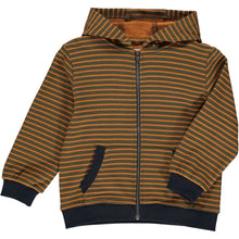  Gold/mushroom striped zipped hooded top