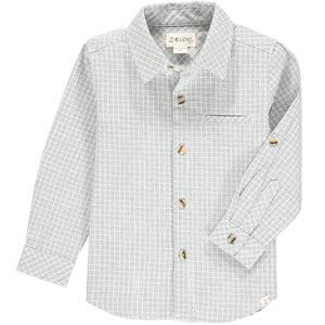 Grey, plaid, woven, shirt, long sleeve, casual, spring, summer, buttoned, Henry.