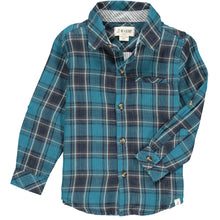  Navy, blue, plaid, woven, shirt, long sleeve, buttoned, Henry, spring, summer.