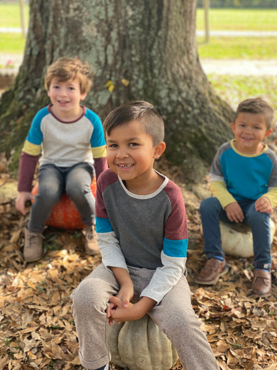 Teal, multi, stripe, striped, tee, long sleeve, casual, Henry.