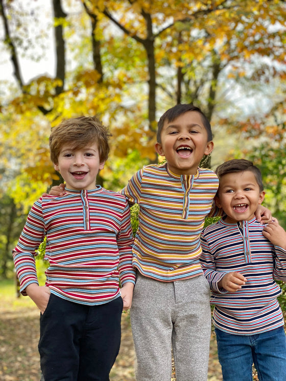 Mustard, blue, white, stripe, striped, rib, ribbed, henley, tee, long sleeve, casual, spring, summer, Henry.