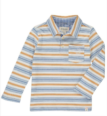 Blue, stripe, striped, polo, long sleeve, boy, collar, dog, Henry, casual.