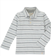  Grey, multi, stripe, striped, polo, buttoned, collar, dog, long sleeve, casual, Henry.